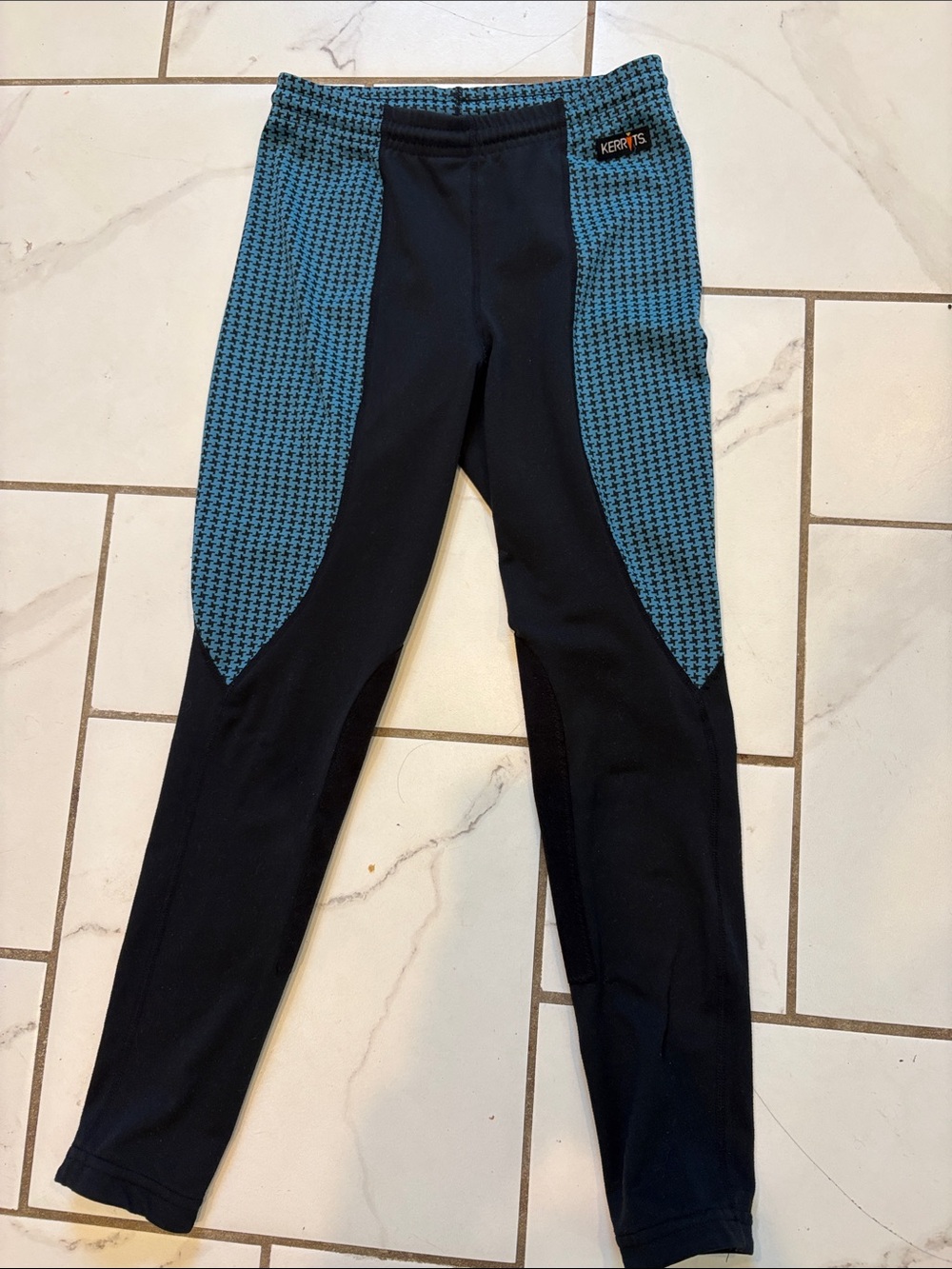 Kerrits Kids Performance Riding Tights Black/Teal - GUC - size 8